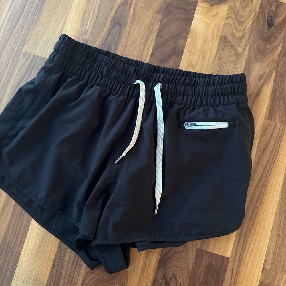 Vuori Women's Black Athletic Shorts with White Accents